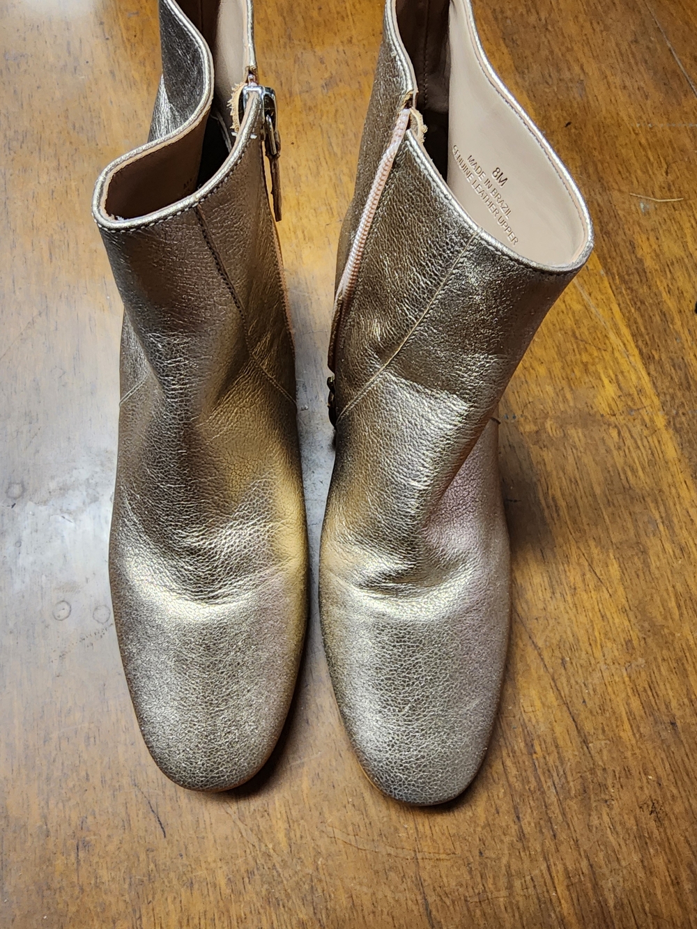 Anthropologie Metallic Rose Gold Ankle Booties Sz 8